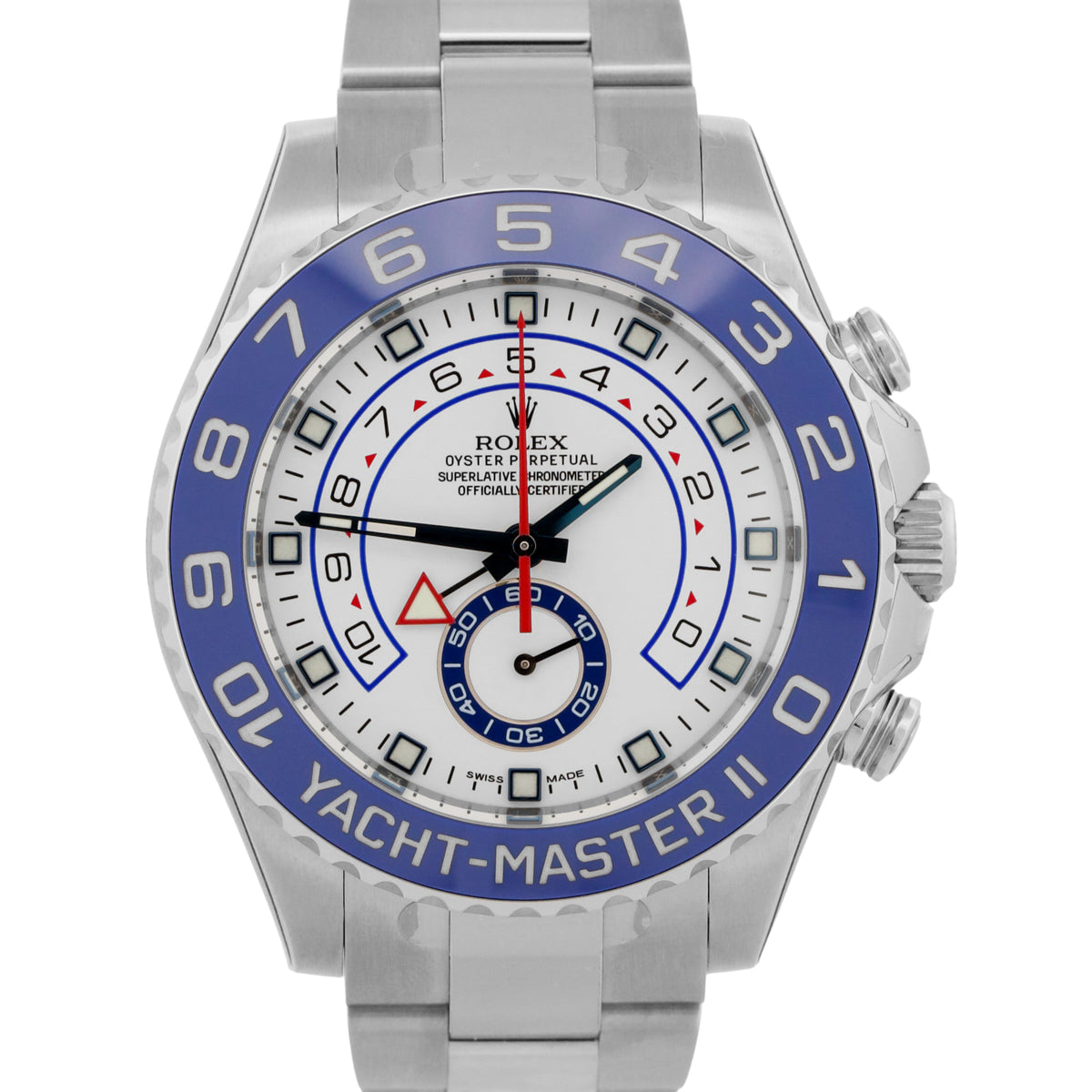 NOS Stickered Rolex Yacht-Master II 116680 White Steel 44mm Watch Box Papers
