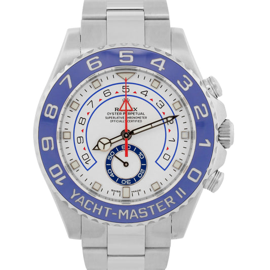 2018 Rolex Yacht-Master II 116680 White Stainless Steel 44mm Watch Box Papers