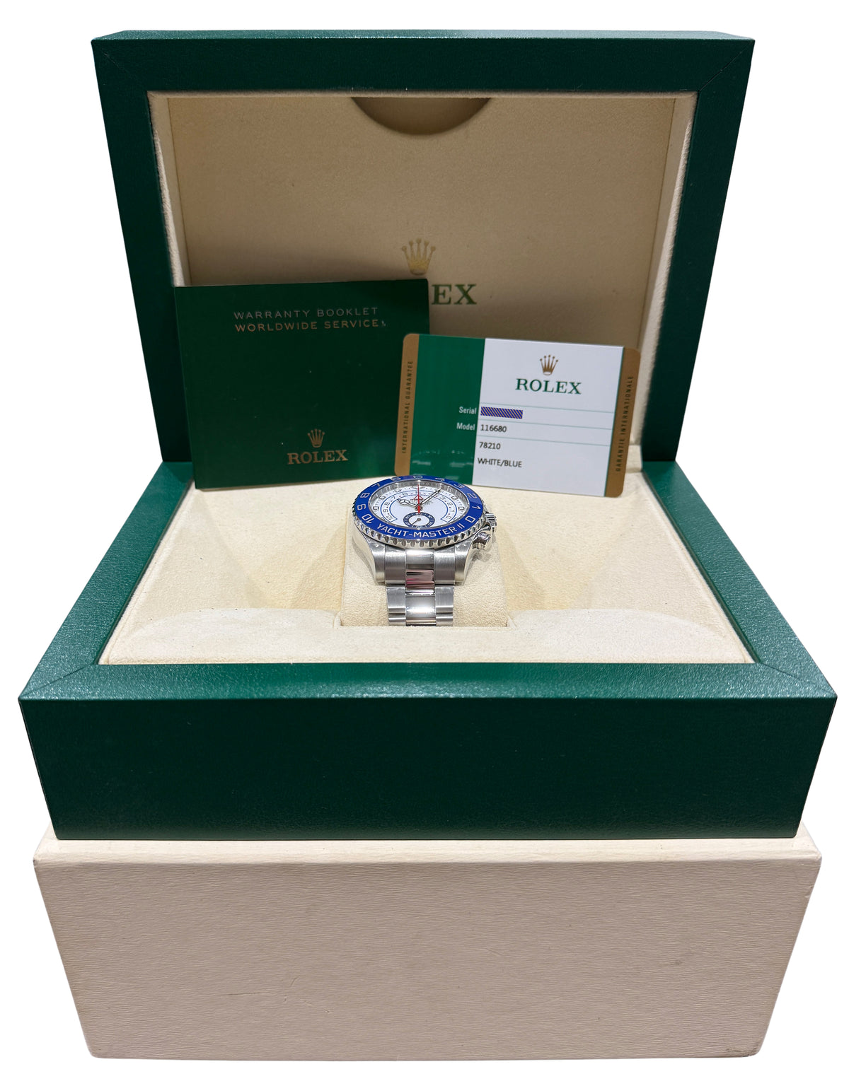 2018 Rolex Yacht-Master II 116680 White Stainless Steel 44mm Watch Box Papers