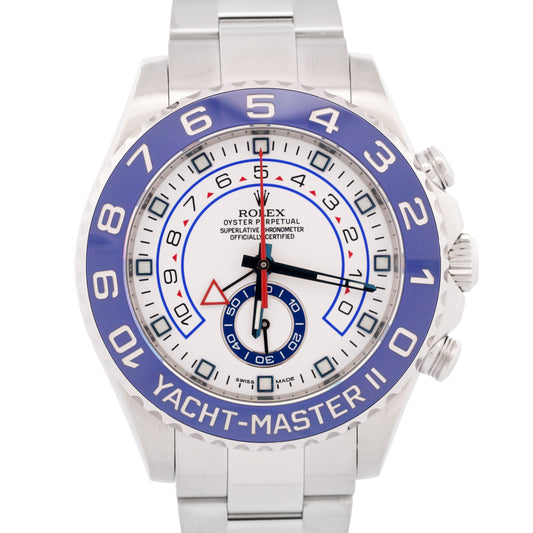 MINT PAPERS Rolex Yacht-Master II 44mm White Stainless Blue Watch 116680 BOX