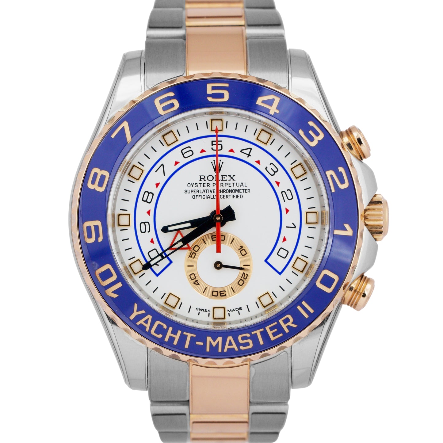 PAPERS Rolex Yacht-Master II 44mm BLUE HANDS 18K Rose Gold Steel 116681 BOX