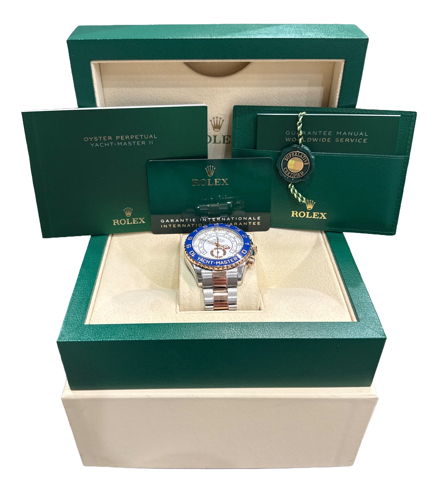 2023 PAPERS Rolex Yacht-Master II NEW HANDS Steel 18K Rose Gold 44mm 116681 BOX