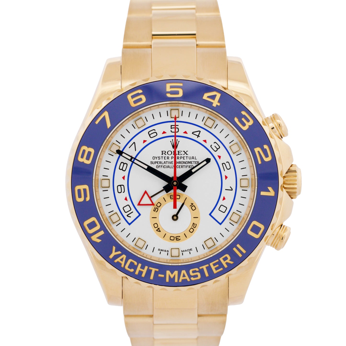 Rolex Yacht-Master II WHITE 18K Yellow Gold Blue Regatta Ceramic 44mm 116688