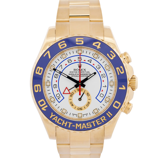 Rolex Yacht-Master II WHITE 18K Yellow Gold Blue Regatta Ceramic 44mm 116688