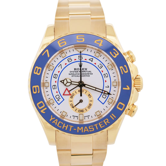2025 CPO PAPERS Rolex Yacht-Master II WHITE 18K Yellow Gold Blue 44mm 116688 BOX