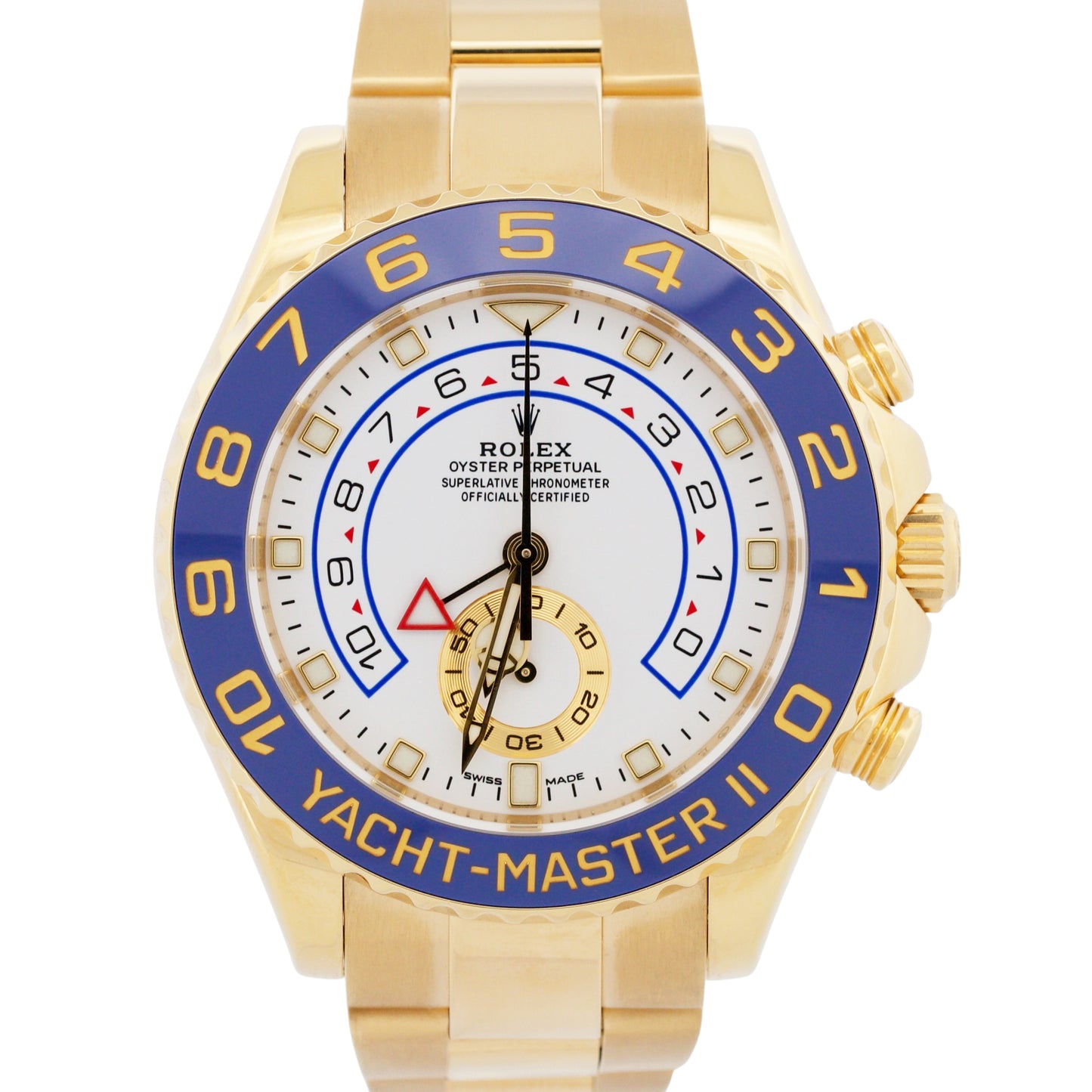 2025 CPO Rolex Yacht-Master II 116688 White Blue 18K Yellow Gold 44mm Box Papers
