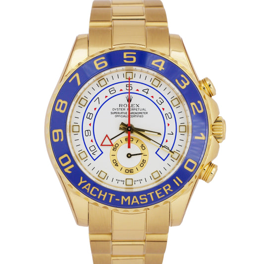 Rolex Yacht-Master II 18K Yellow Gold White Blue Regatta 44mm 116688 BOX