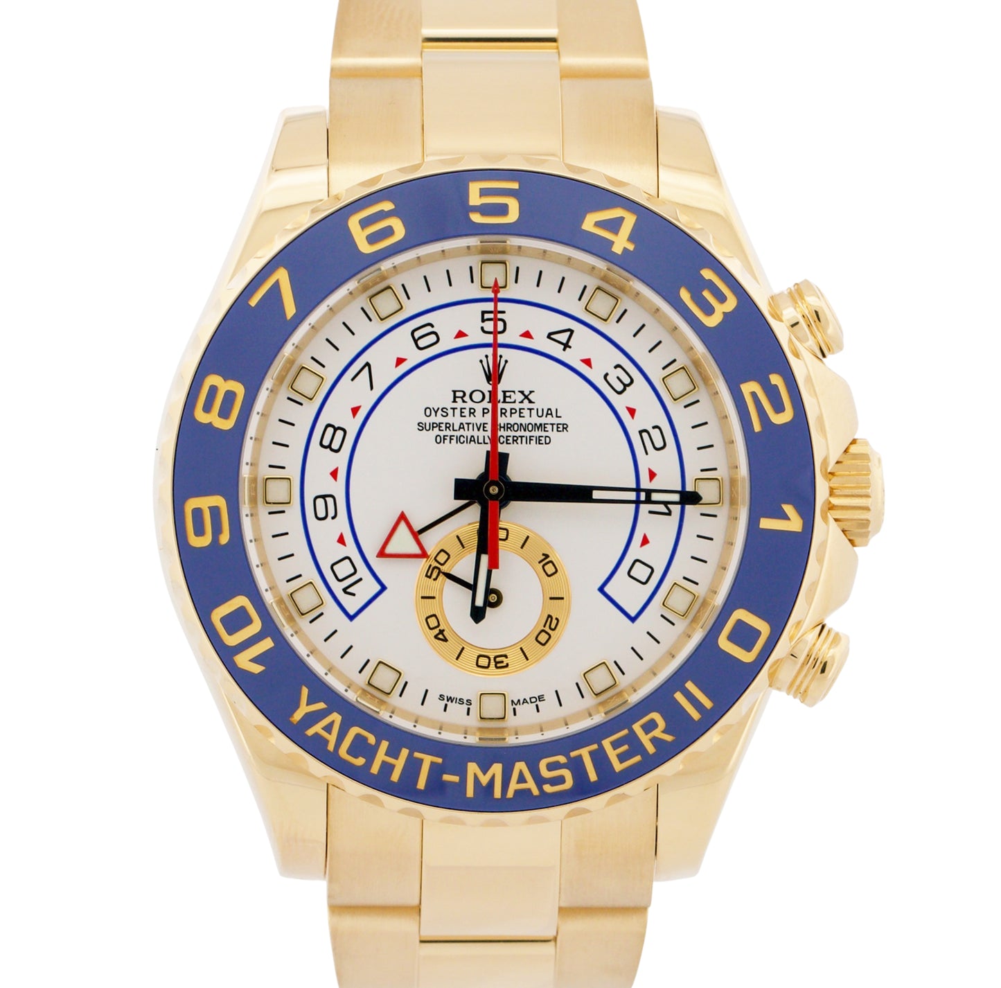 2016 Rolex Yacht-Master II 116688 White Blue 18K Yellow Gold 44mm Box Papers