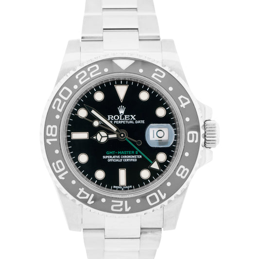 MINT 2018 Rolex GMT-Master II BLACK Green Stainless Steel 40mm 116710 LN Watch