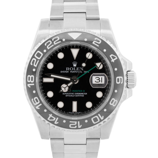 2010 PAPERS Rolex GMT-Master II BLACK Stainless Steel Ceramic 40mm 116710 LN BOX