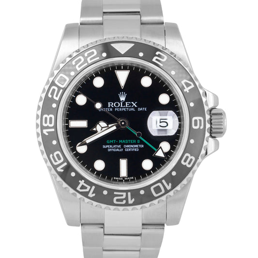 MINT Rolex GMT-Master II 40mm Black Ceramic Green Stainless Steel Date 116710 LN