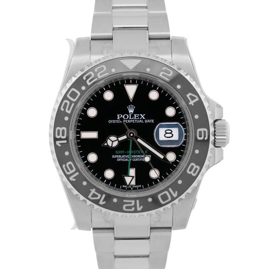 STICKERED 2016 PAPERS Rolex GMT-Master II BLACK Steel Green 40mm 116710 LN BOX