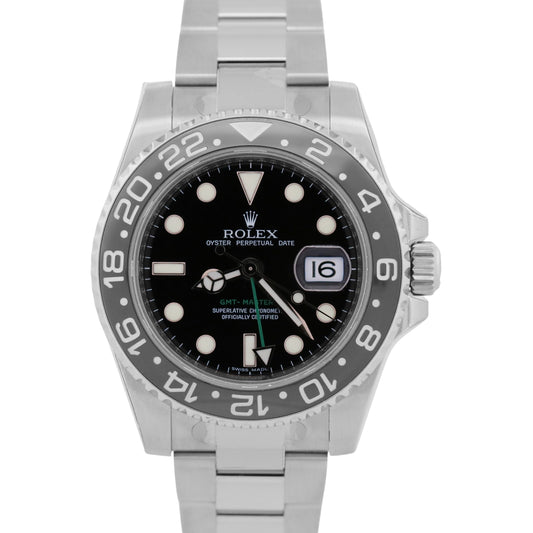 STICKERED Rolex GMT-Master II BLACK Green Steel Ceramic 40mm 116710 LN BOX