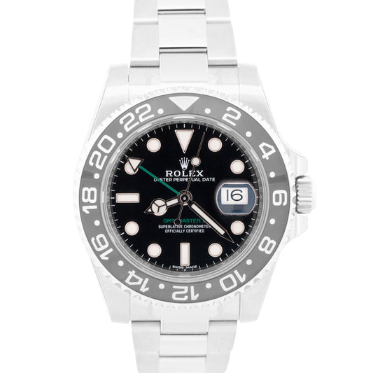 2017 NOS STICKERED PAPERS Rolex GMT-Master II BLACK Green 40mm 116710 LN BOX