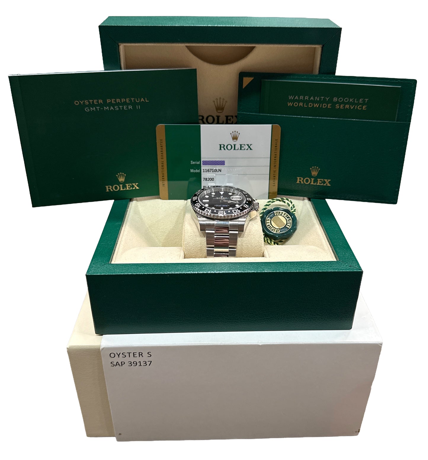 2018 PAPERS Rolex GMT-Master II BLACK Stainless Steel Ceramic 40mm 116710 LN BOX