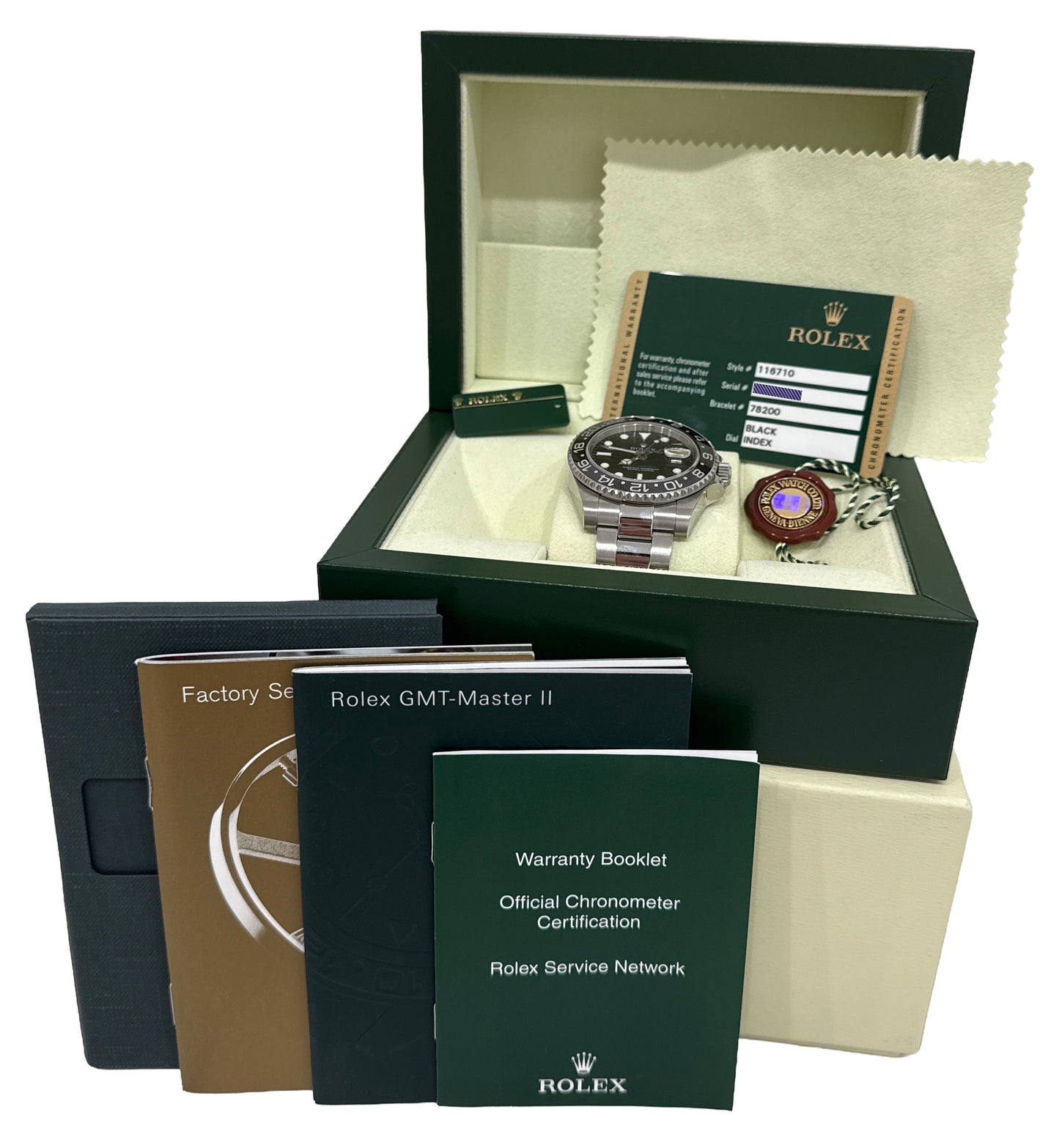 2010 PAPERS Rolex GMT-Master II BLACK Stainless Steel Ceramic 40mm 116710 LN BOX
