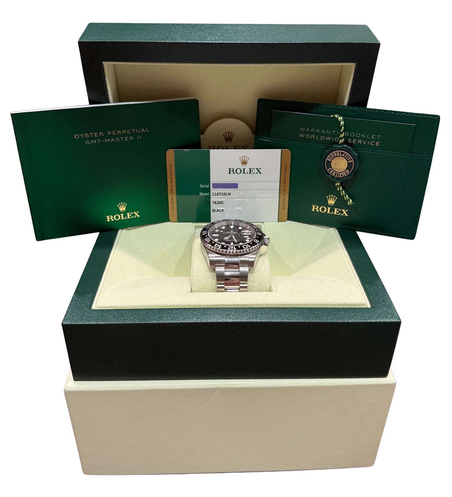 2017 Rolex GMT-Master II 116710 LN Black Stainless Steel Ceramic 40mm Box Papers