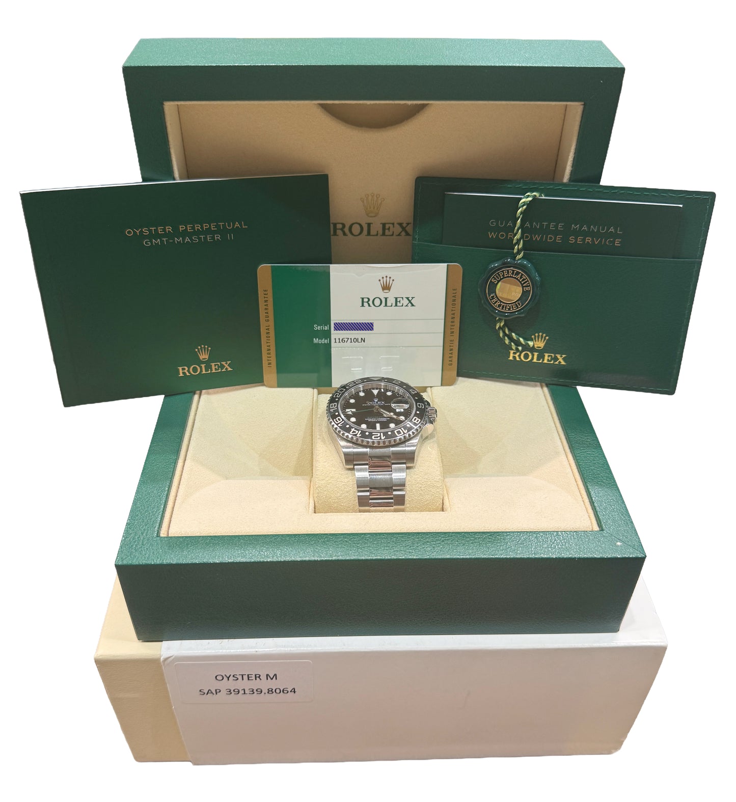 2016 PAPERS Rolex GMT-Master II BLACK Stainless Steel Ceramic 40mm 116710 LN BOX