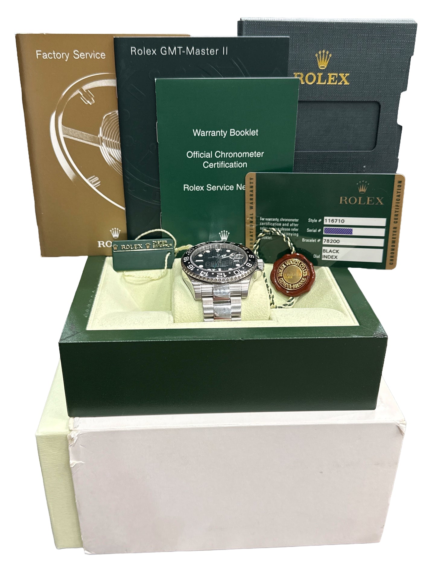 2008 PAPERS Rolex GMT-Master II BLACK Stainless Steel Ceramic 40mm 116710 LN BOX