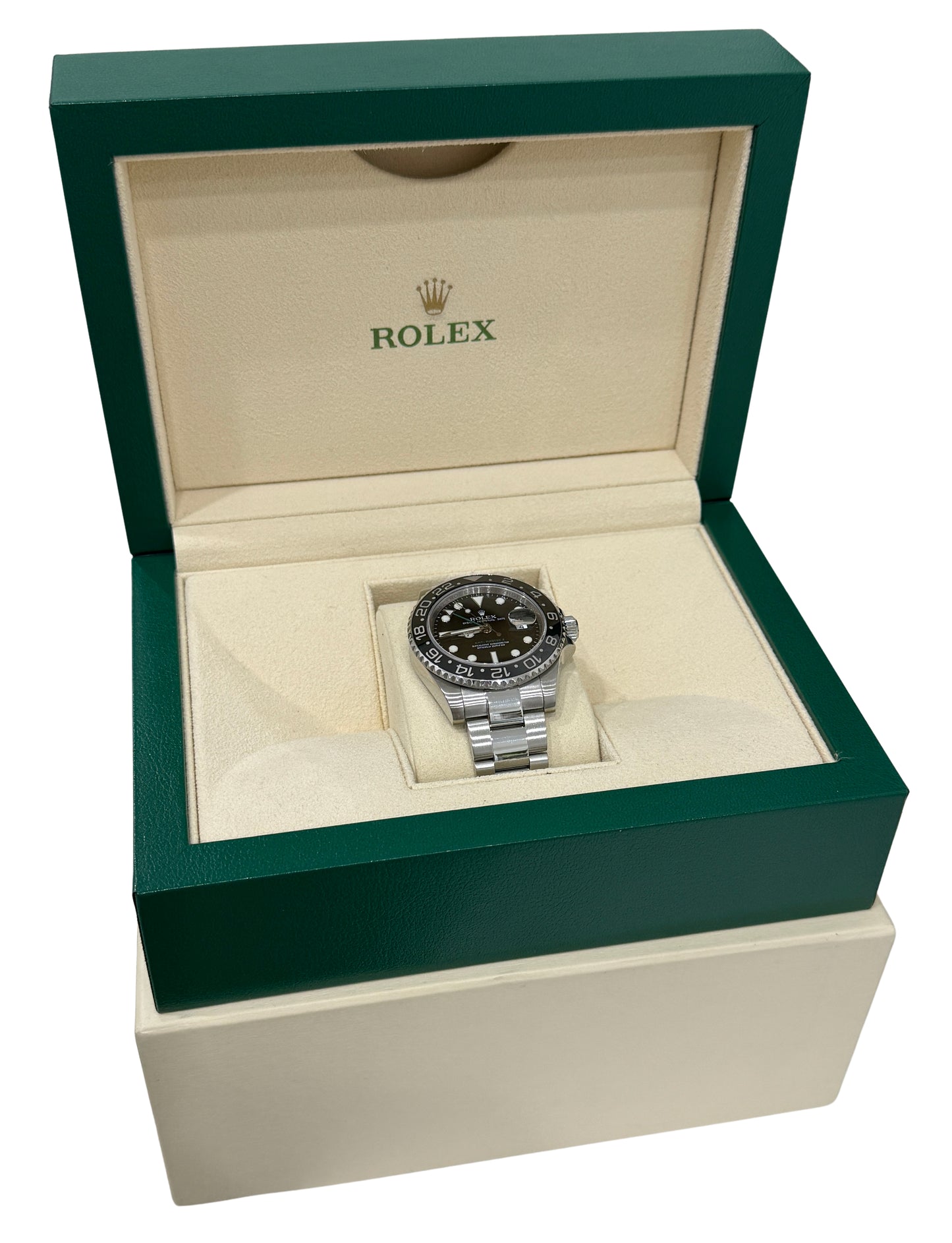 Rolex GMT-Master II 116710 LN Black Green Stainless Steel 40mm Ceramic Watch Box