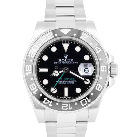 MINT Rolex GMT-Master II Black Ceramic 40mm Stainless Steel Date Watch 116710 LN