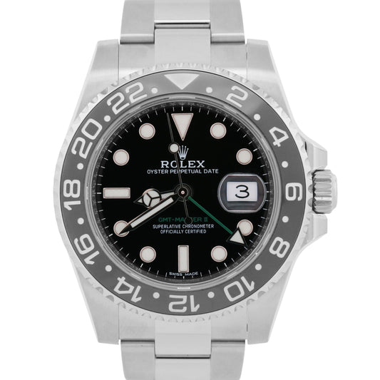 2019 PAPERS Rolex GMT-Master II BLACK Ceramic Steel Green 40mm 116710 LN BOX