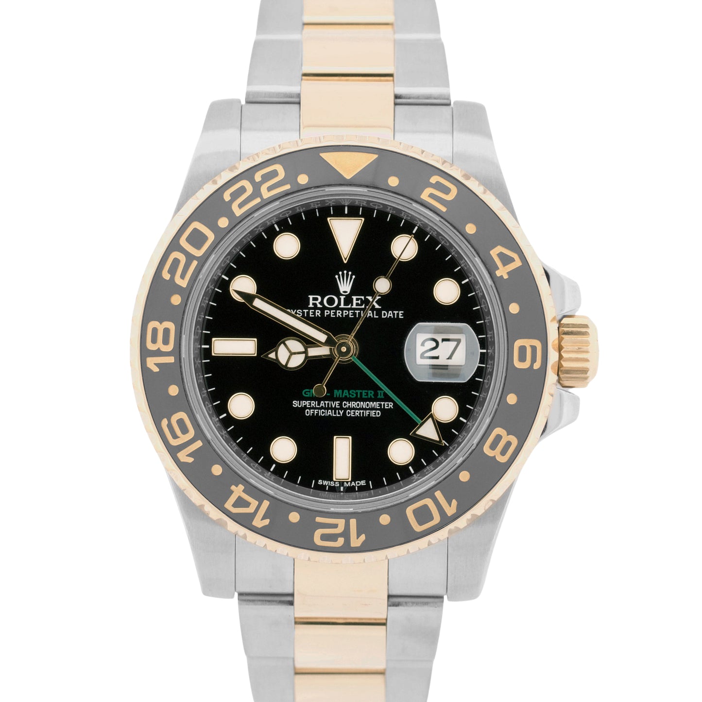 2016 PAPERS Rolex GMT-Master II BLACK Ceramic Two-Tone 18K Steel 40mm 116713 BOX