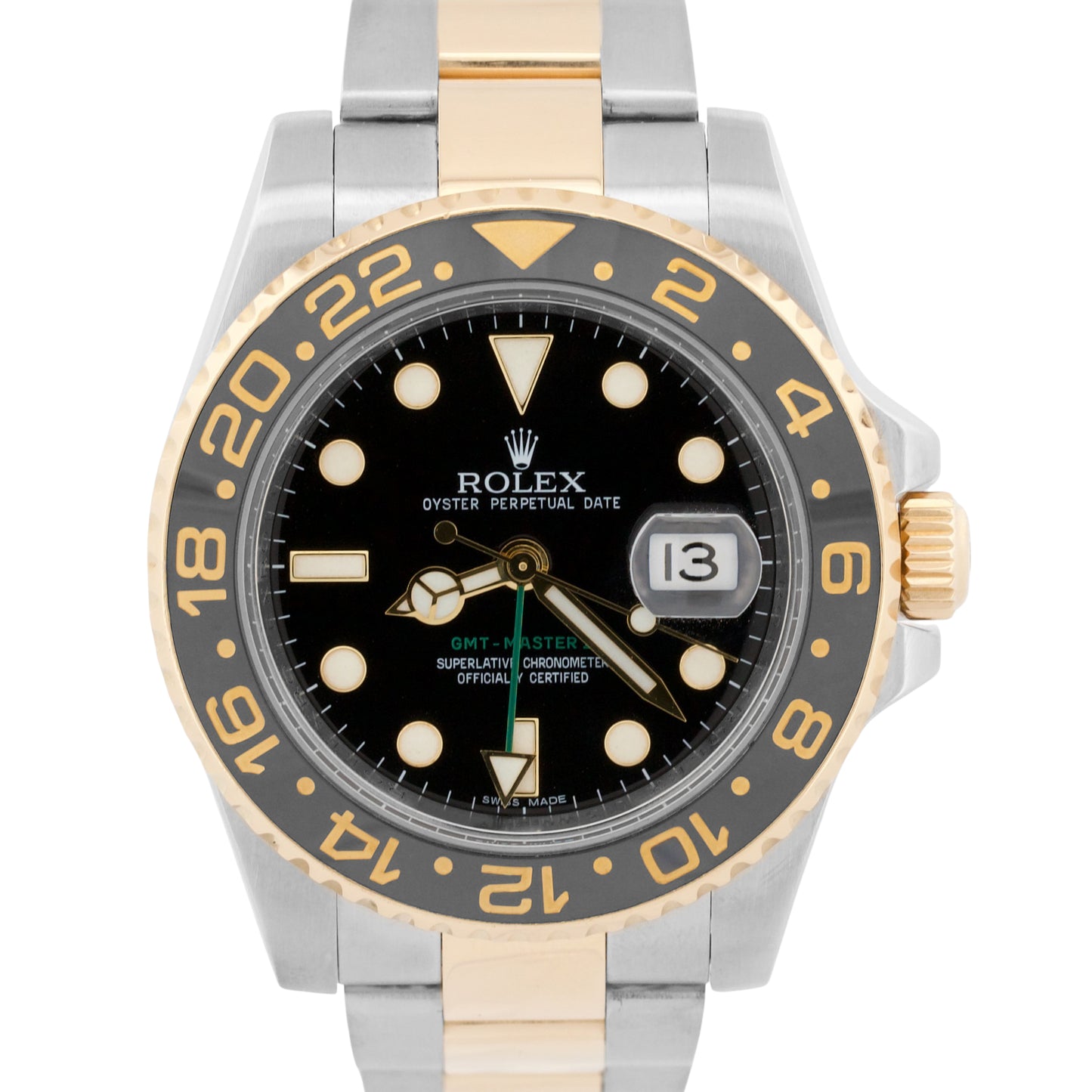 Rolex GMT-Master II Ceramic BLACK Two-Tone 18K Gold Steel 40mm 116713 LN Watch