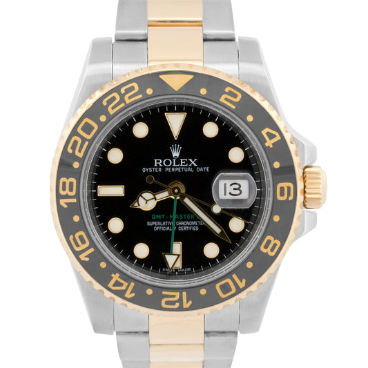Rolex GMT-Master II Ceramic BLACK Two-Tone 18K Gold Steel 40mm 116713 LN Watch