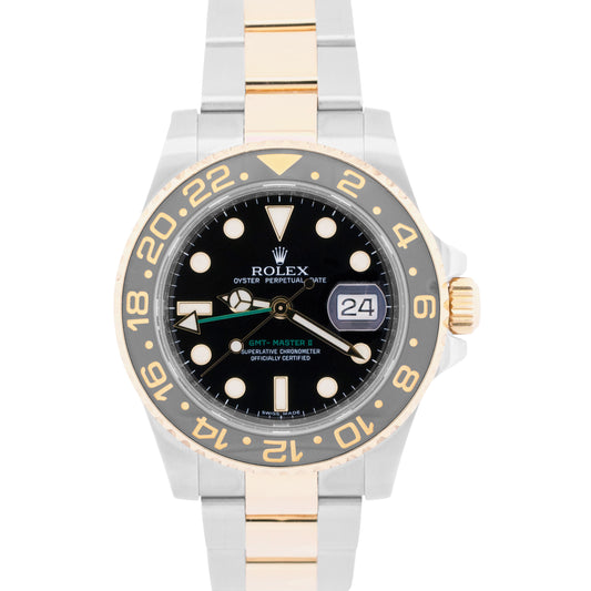 Rolex GMT-Master II Ceramic BLACK Two-Tone 18K Gold 40mm 116713 LN Watch BOX