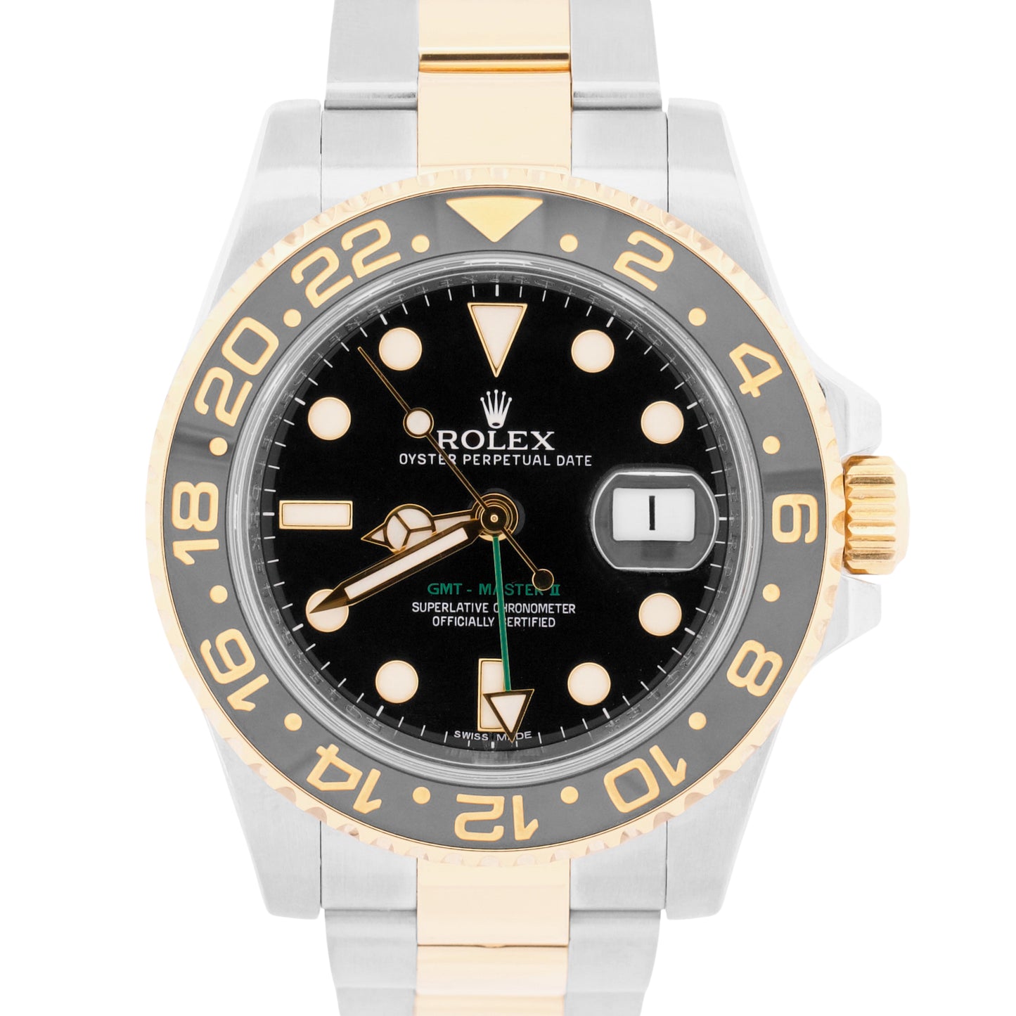 Rolex GMT-Master II Ceramic BLACK Two-Tone 18K Gold Steel 40mm 116713 LN Watch