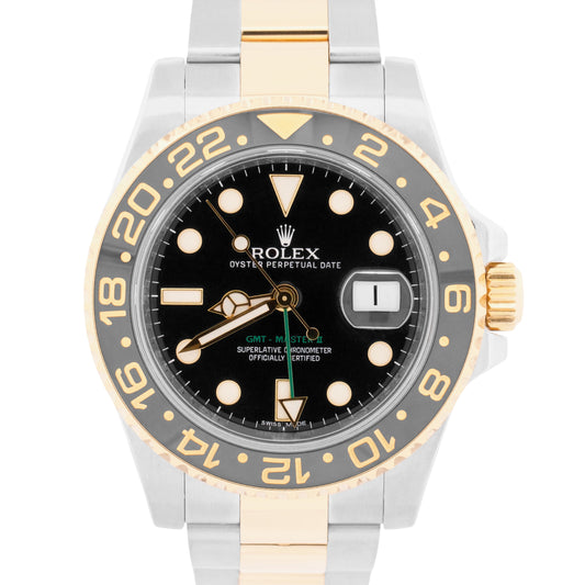 Rolex GMT-Master II Ceramic BLACK Two-Tone 18K Gold Steel 40mm 116713 LN Watch