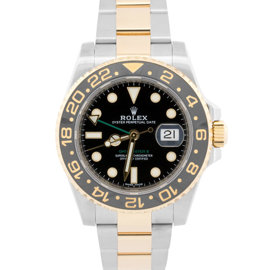 2018 Rolex GMT-Master II 116713 LN Black Ceramic 18K Gold Steel 40mm Box Papers