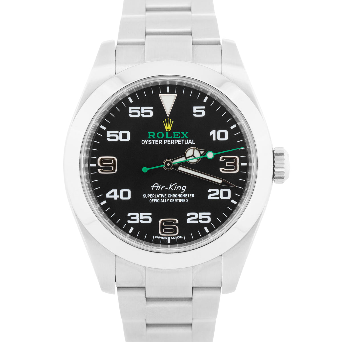 2019 Rolex Air-King 116900 40mm Black Green Stainless Steel Automatic Box Papers