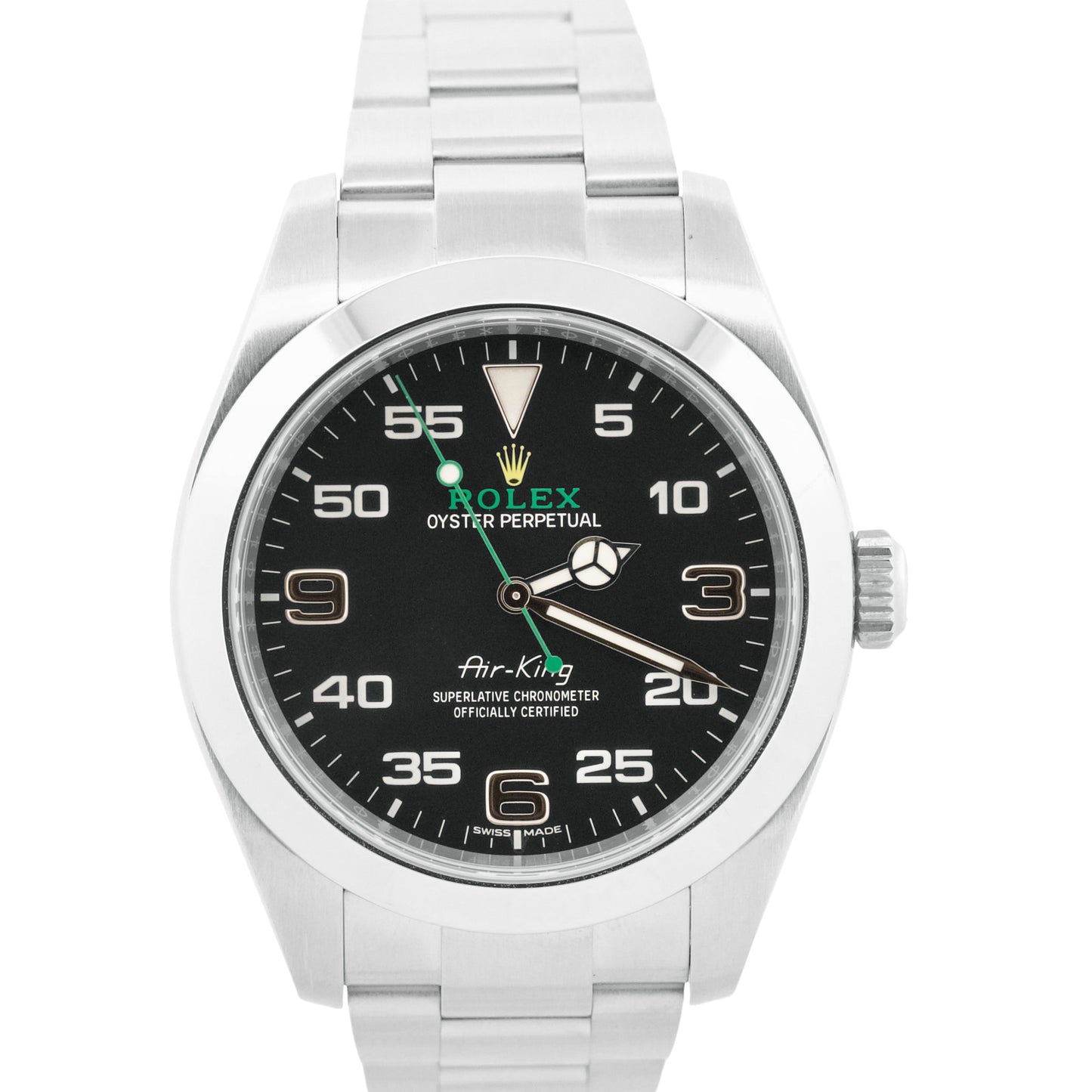 2018 PAPERS Rolex Air-King 40mm BLACK Green Stainless Steel Automatic 116900 BOX