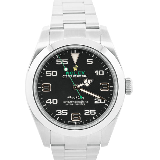 2018 PAPERS Rolex Air-King 40mm BLACK Green Stainless Steel Automatic 116900 BOX