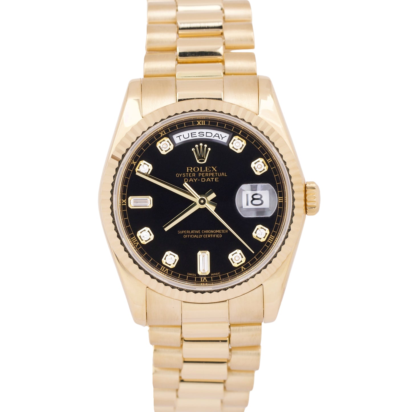 RSC Rolex Day-Date President BLACK DIAMOND 18K Yellow Gold 36mm 118238 Watch BOX