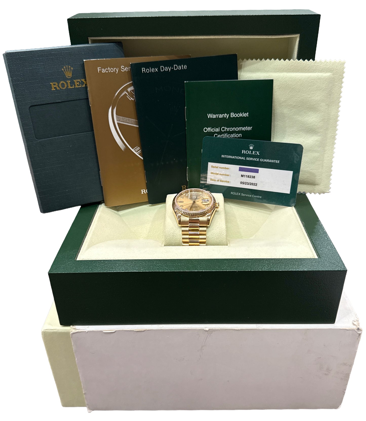 2022 RSC Rolex Day-Date President CHAMPAGNE DIAMOND 18K Gold 36mm 118238 BOX