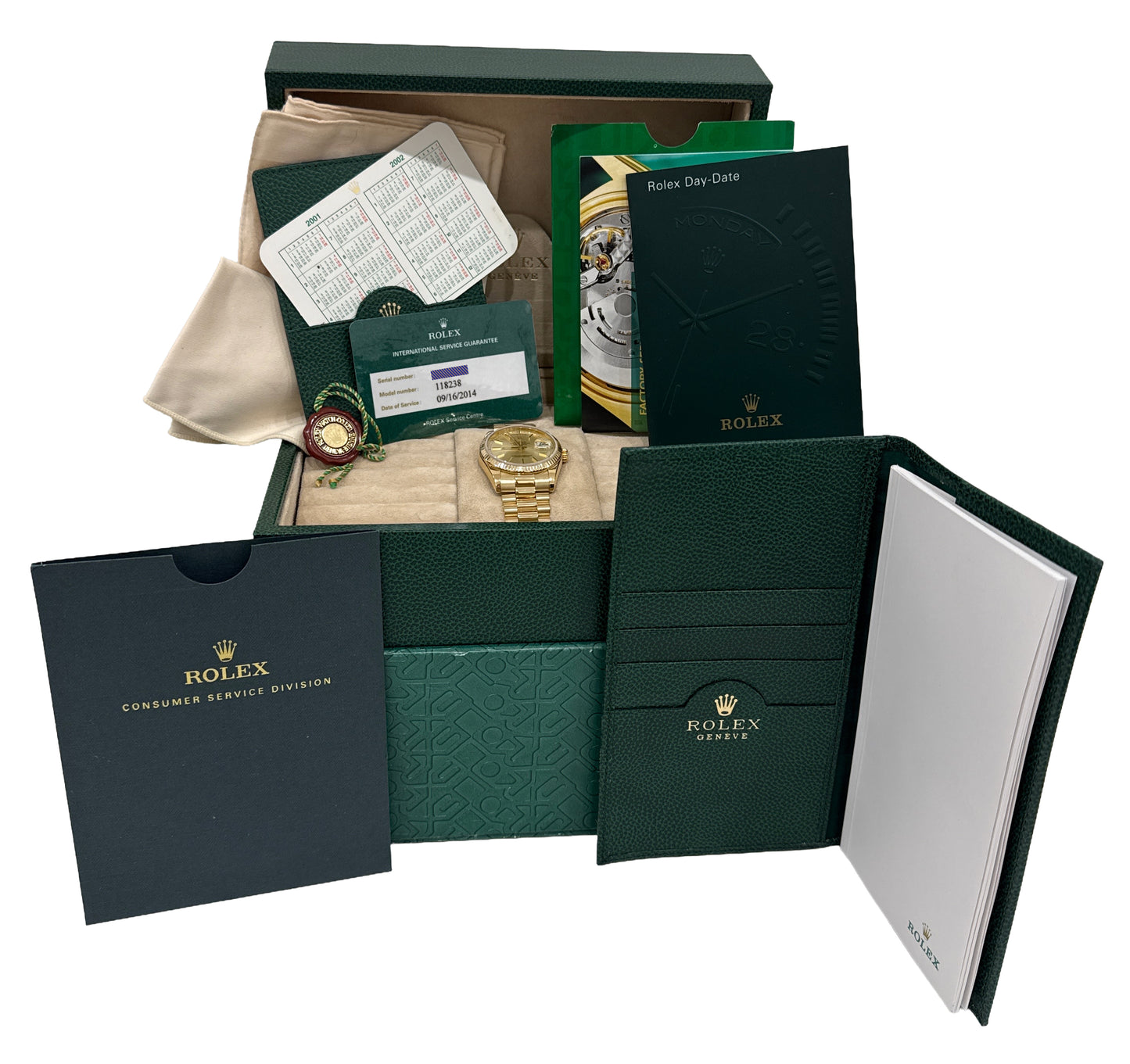 2014 RSC Rolex Day-Date President SILVERED CHAMPAGNE 36mm 18K Gold 118238 BOX