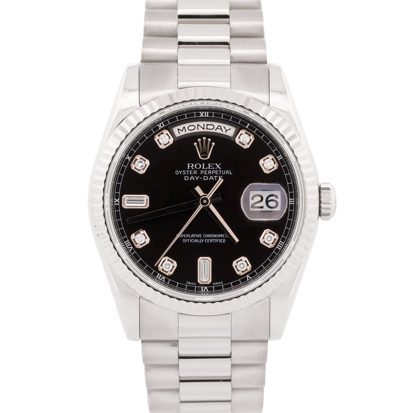 2024 RSC PAPERS Rolex Day-Date President 36mm BLACK DIAMOND 18K Gold 118239 BOX