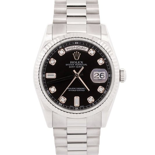 2024 RSC PAPERS Rolex Day-Date President 36mm BLACK DIAMOND 18K Gold 118239 BOX