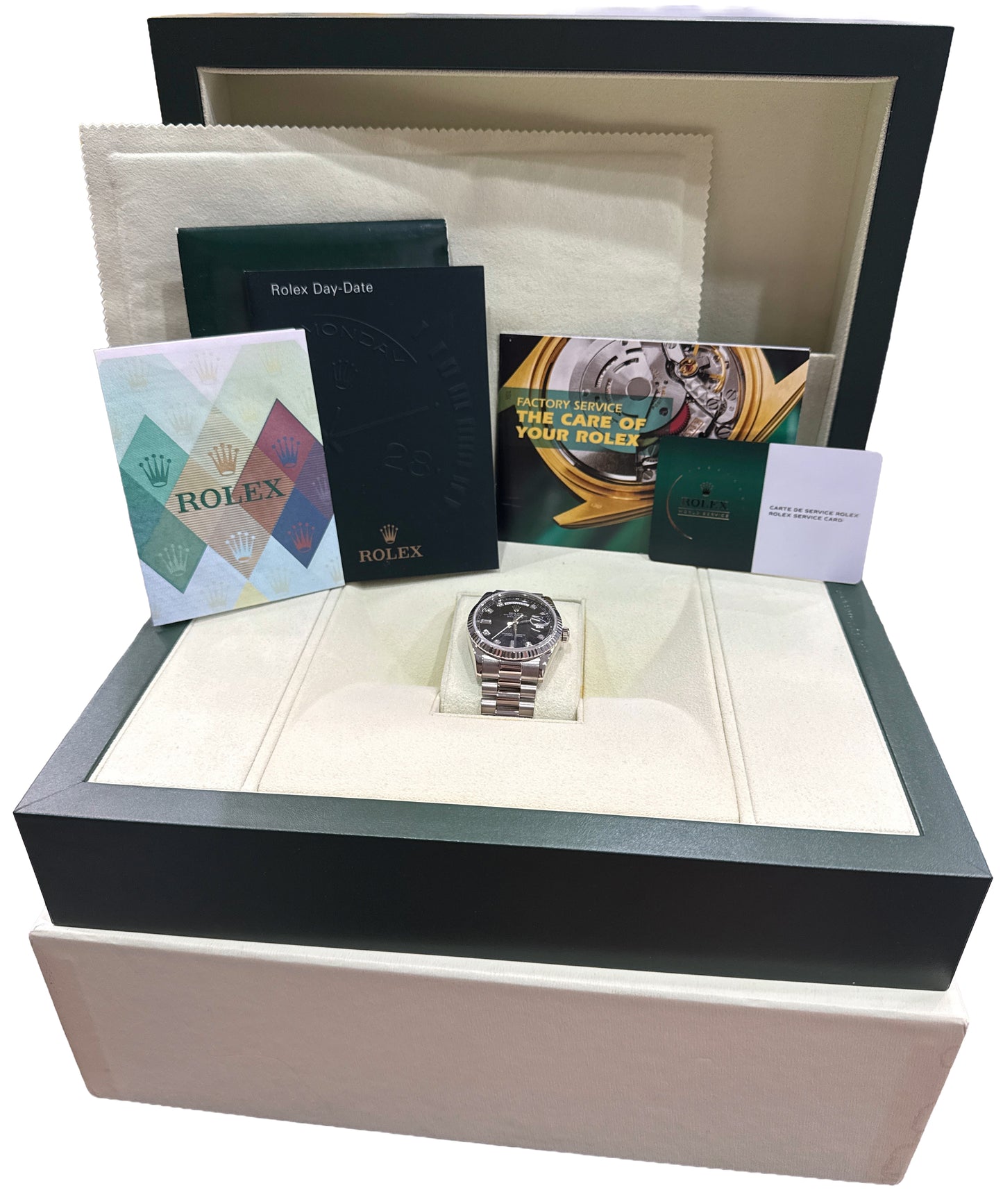 2024 RSC PAPERS Rolex Day-Date President 36mm BLACK DIAMOND 18K Gold 118239 BOX