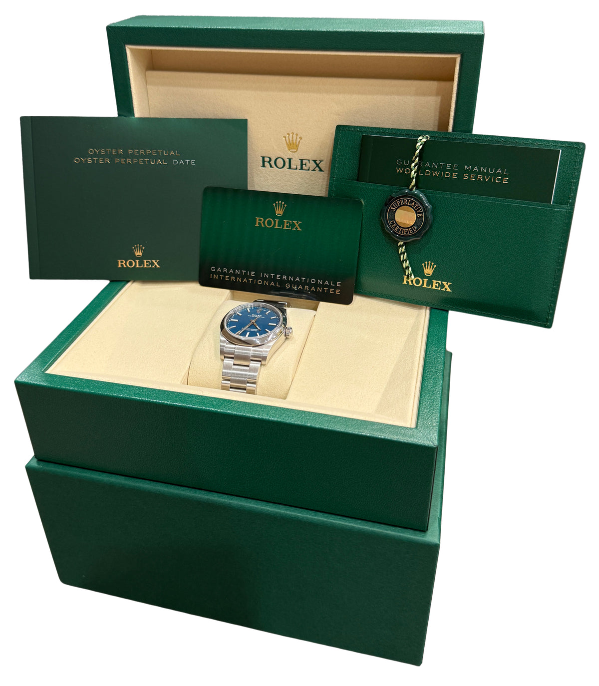 NEW 2026 Rolex Oyster Perpetual 124200 Medium Blue 34mm Oyster Watch Box Papers
