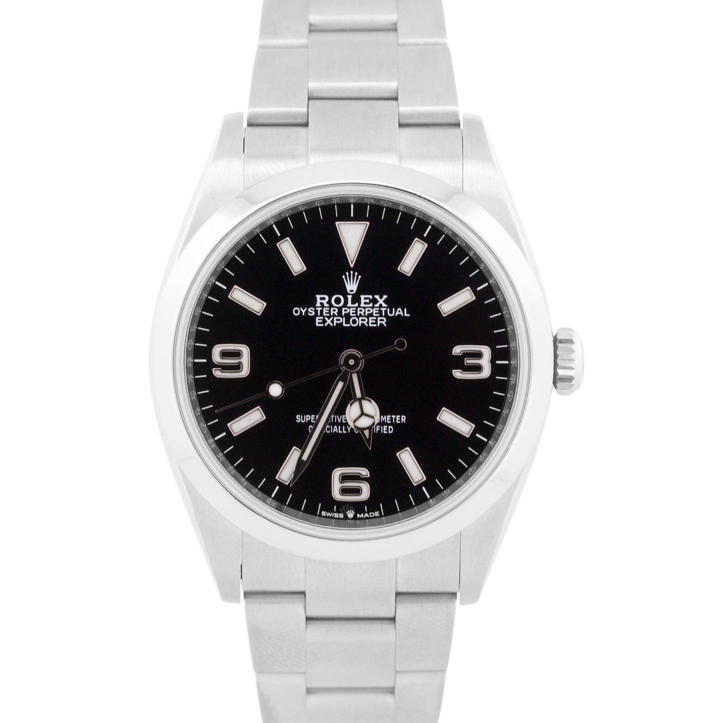 2023 PAPERS Rolex Explorer I BLACK 36mm Stainless Steel 3-6-9 Watch 124270 BOX
