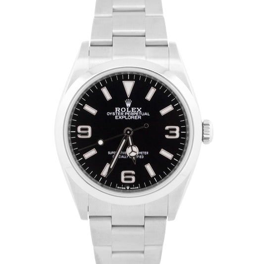 2023 PAPERS Rolex Explorer I BLACK 36mm Stainless Steel 3-6-9 Watch 124270 BOX