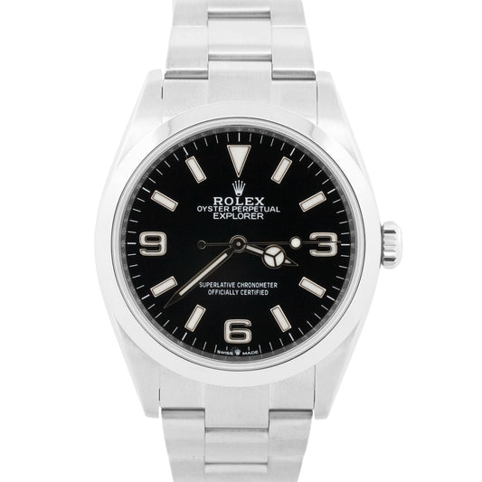 2021 PAPERS Rolex Explorer I BLACK 36mm Stainless Steel 3-6-9 Watch 124270 BOX