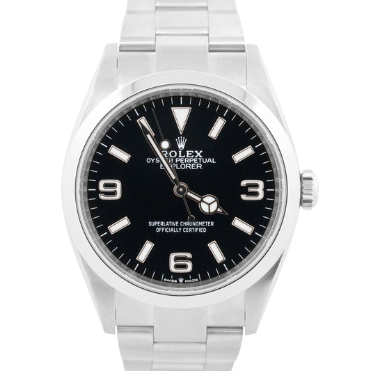 2022 PAPERS Rolex Explorer I BLACK 36mm Stainless Steel 3-6-9 Watch 124270 BOX