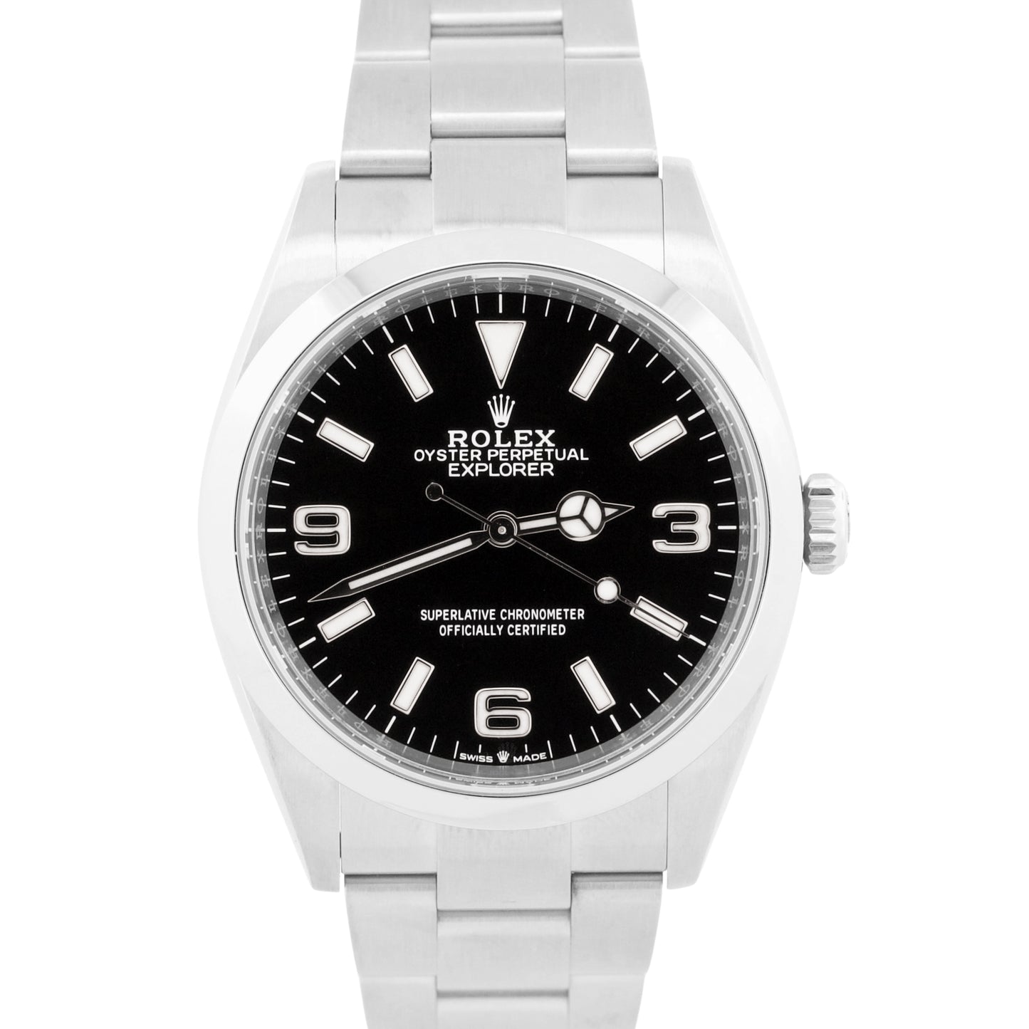 2023 PAPERS Rolex Explorer I BLACK 36mm Stainless Steel 3-6-9 Watch 124270 BOX