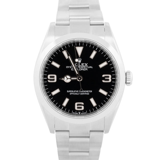 2025 PAPERS Rolex Explorer I BLACK 36mm Stainless Steel 3-6-9 Watch 124270 BOX
