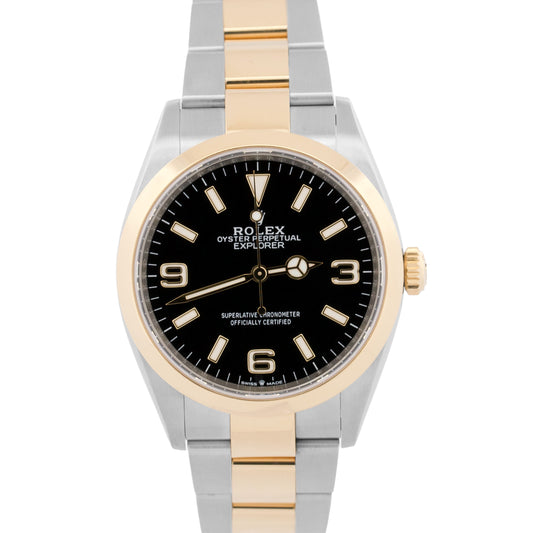 2024 Rolex Explorer I 124273 Black Two-Tone 18K Gold Steel 36mm Watch Box Papers
